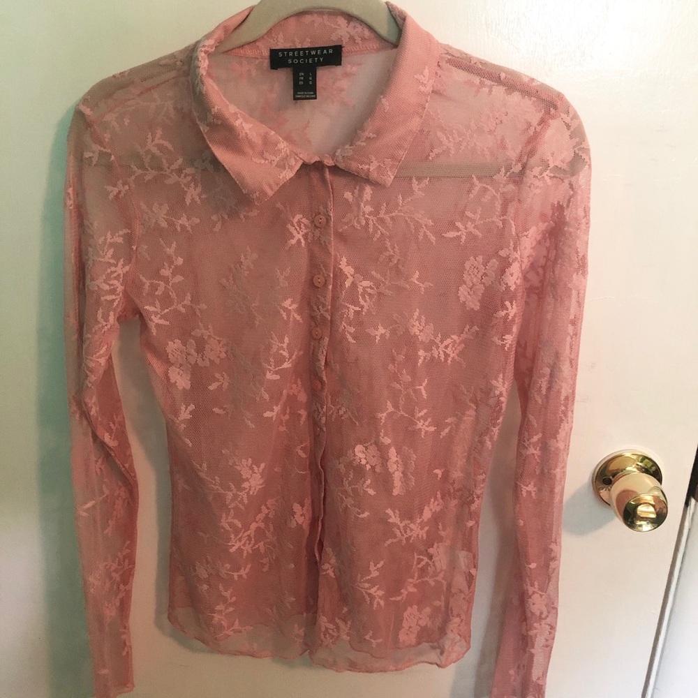 Street wear Society Women’s Lace Button Down Shirt